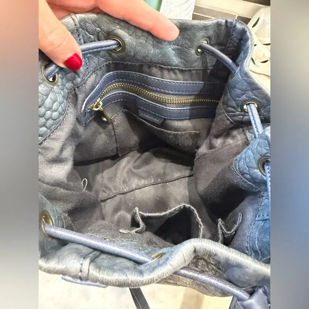 Joelle Hawkens Blue /gray Leather Bucket Bag